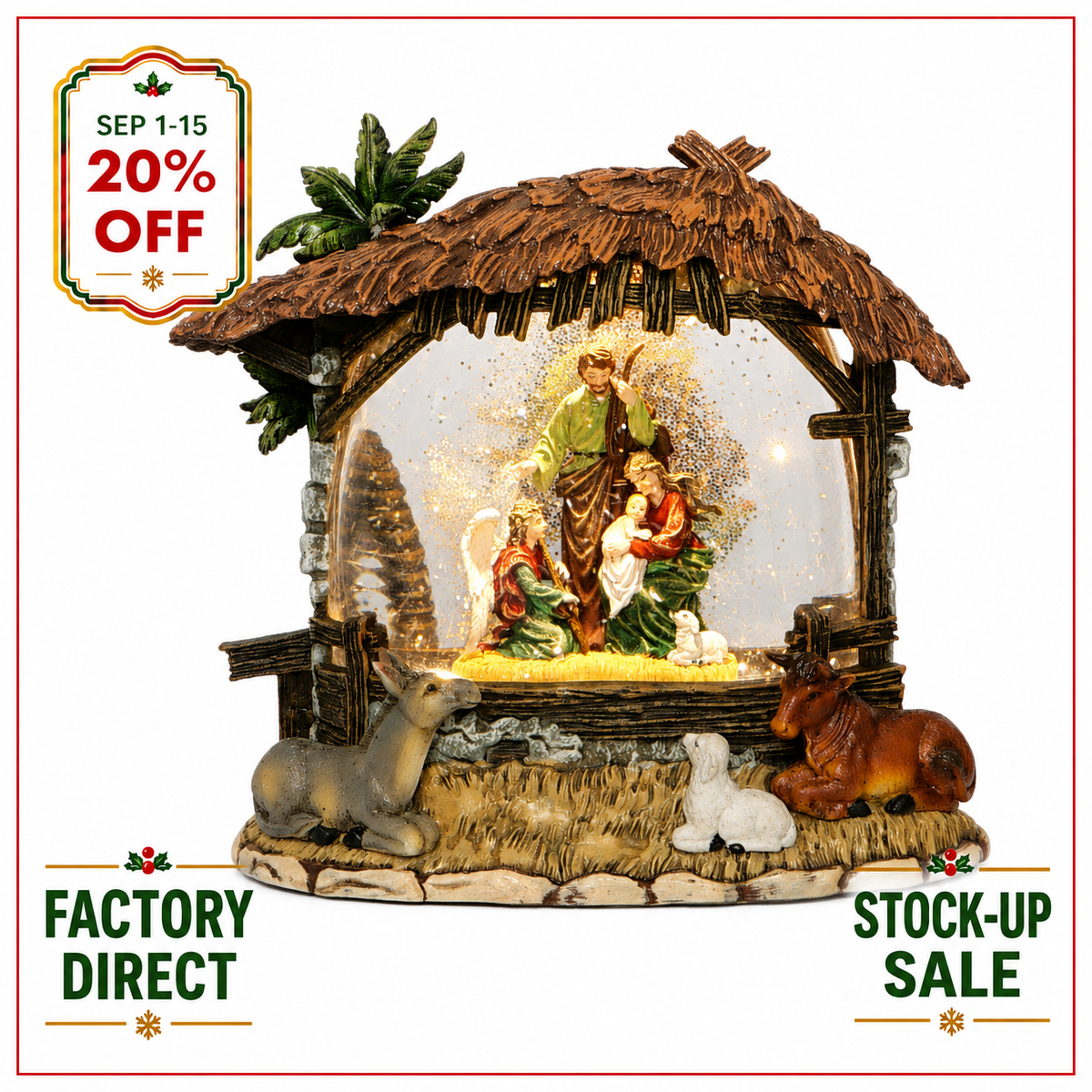Nativity Stable Glitter Water Globe
