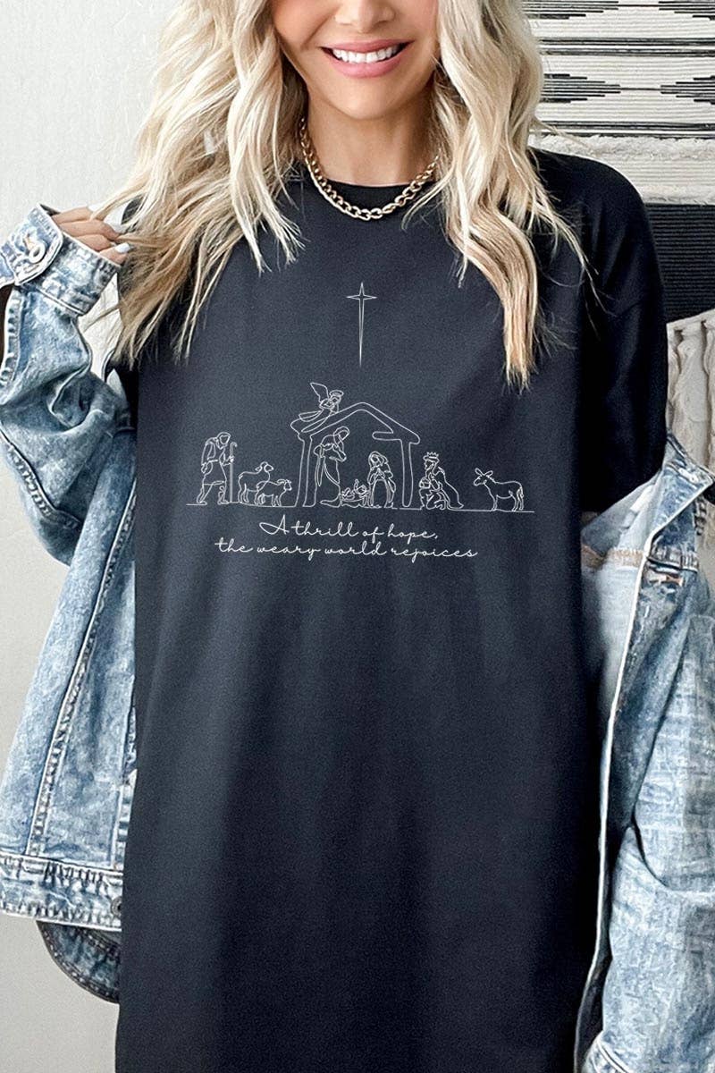 A Thrill of Hope Nativity Graphic Heavy Cotton Tee