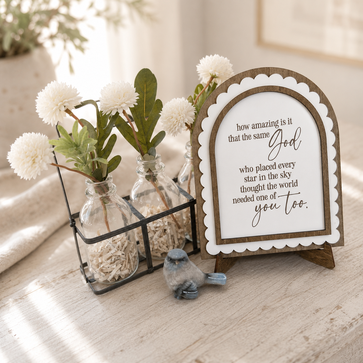 Same God Needed You | Scalloped Wood Arch Sign
