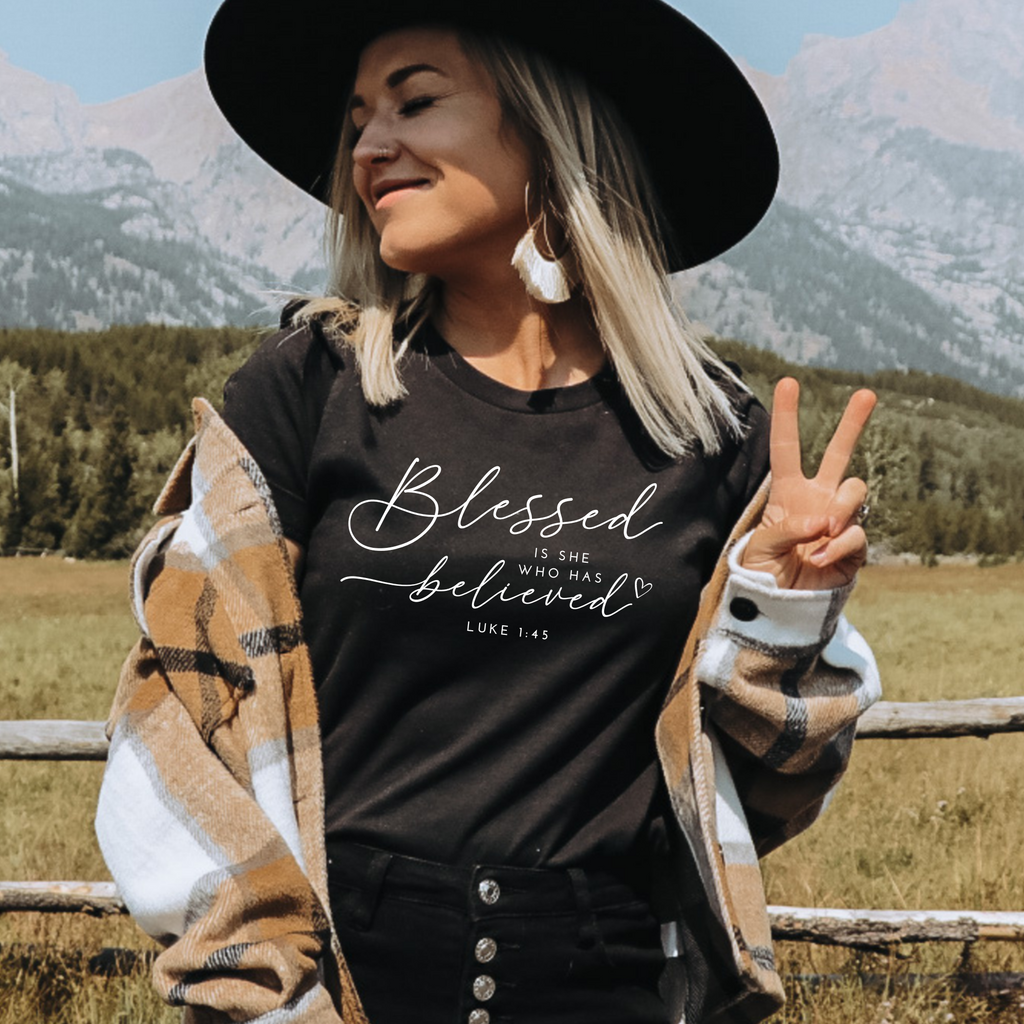 Blessed Fall Graphic Long Sleeve Shirt Custom Verse or Text