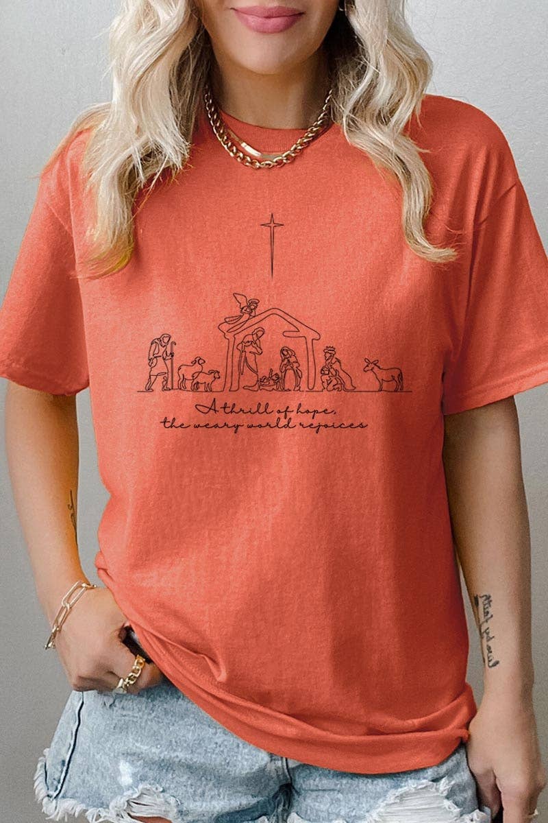 A Thrill of Hope Nativity Graphic Heavy Cotton Tee