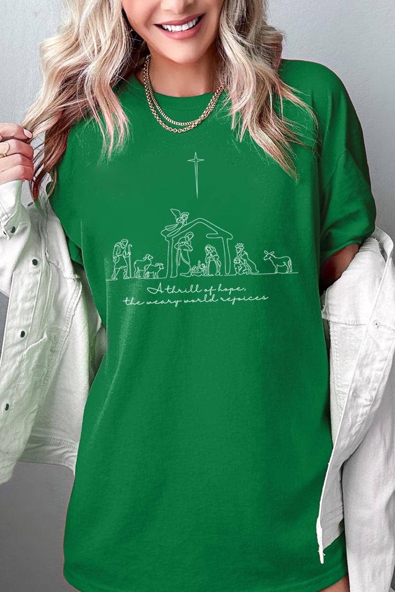 A Thrill of Hope Nativity Graphic Heavy Cotton Tee