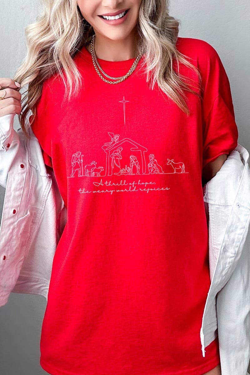 A Thrill of Hope Nativity Graphic Heavy Cotton Tee
