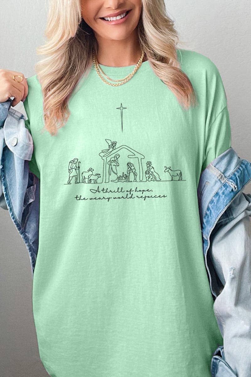 A Thrill of Hope Nativity Graphic Heavy Cotton Tee