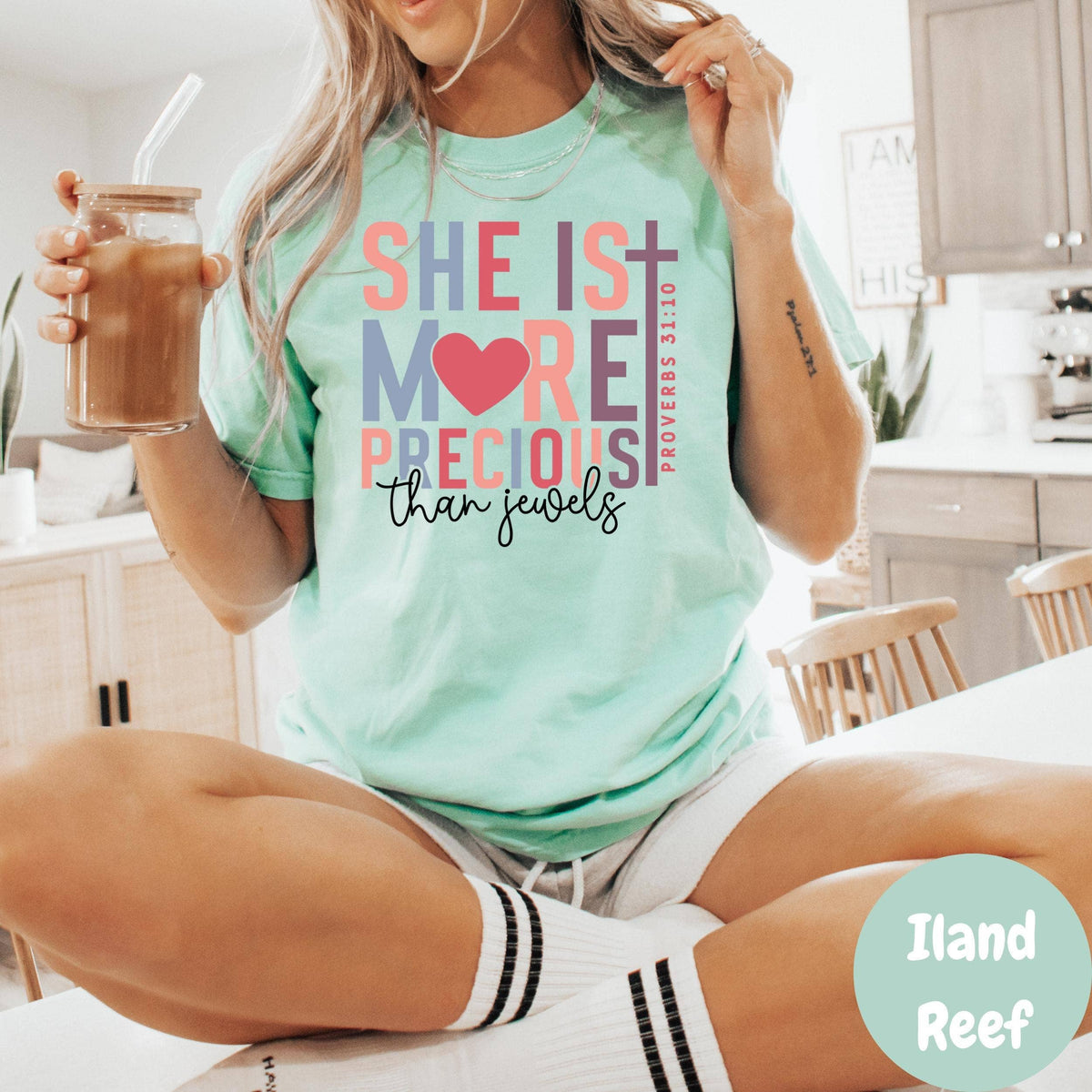 She Is More Precious Comfort Colors® Shirt, Proverbs 31:10 Shirt, Christian Tee, Faith Shirt for Women, Bible Verse Shirt, Religious Gift