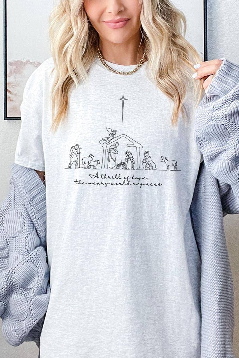 A Thrill of Hope Nativity Graphic Heavy Cotton Tee