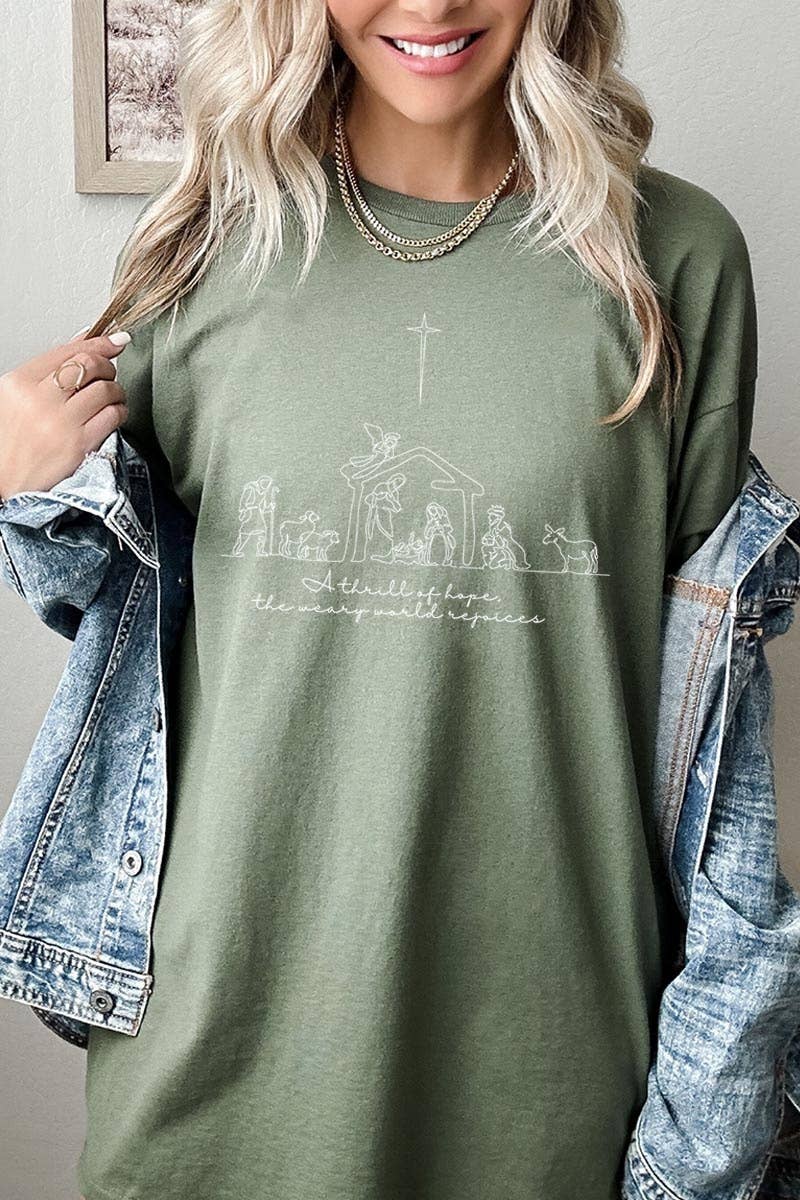 A Thrill of Hope Nativity Graphic Heavy Cotton Tee
