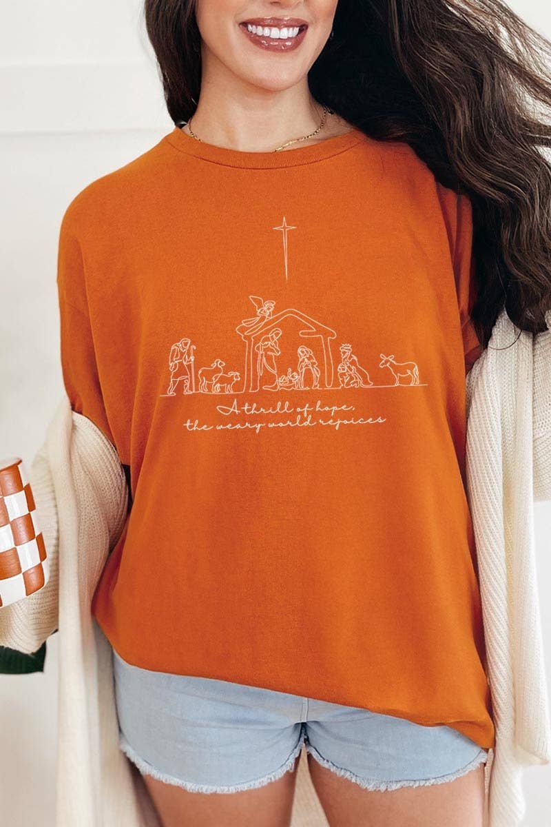 A Thrill of Hope Nativity Graphic Heavy Cotton Tee