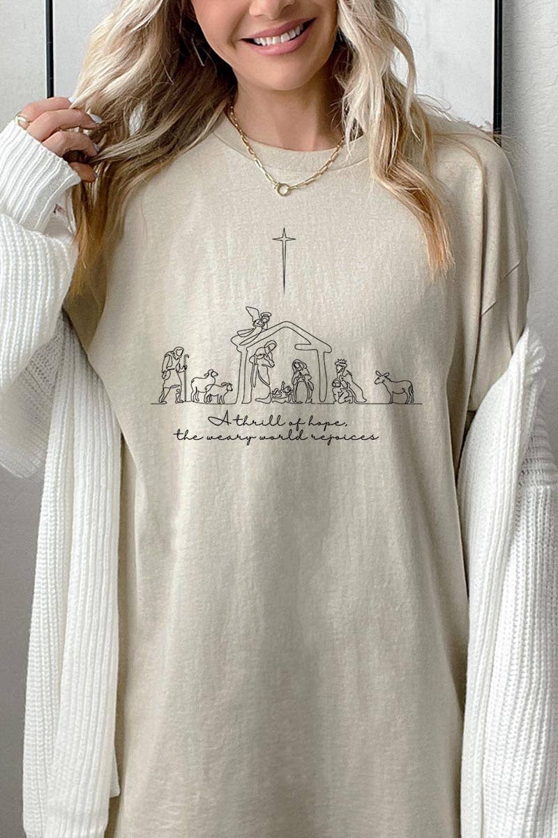 A Thrill of Hope Nativity Graphic Heavy Cotton Tee