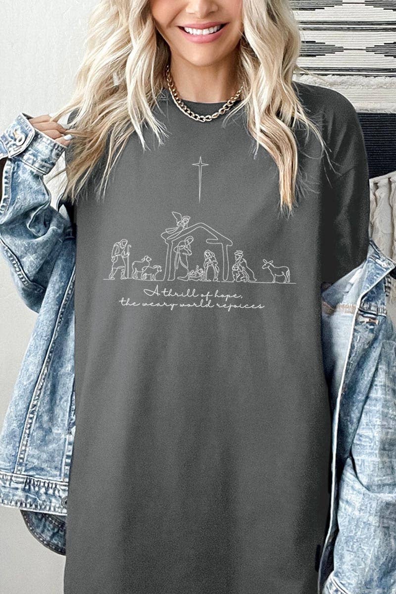 A Thrill of Hope Nativity Graphic Heavy Cotton Tee