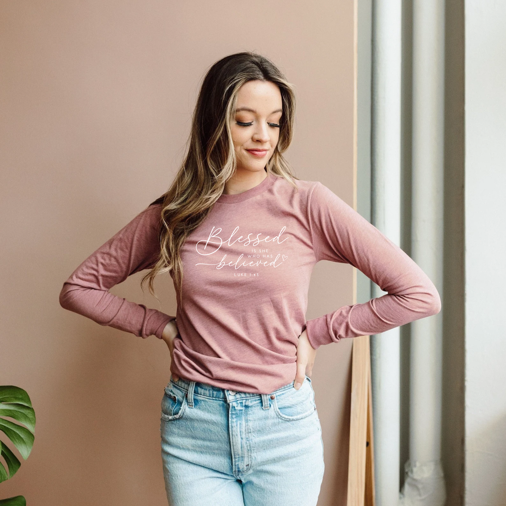 Blessed Fall Graphic Long Sleeve Shirt Custom Verse or Text
