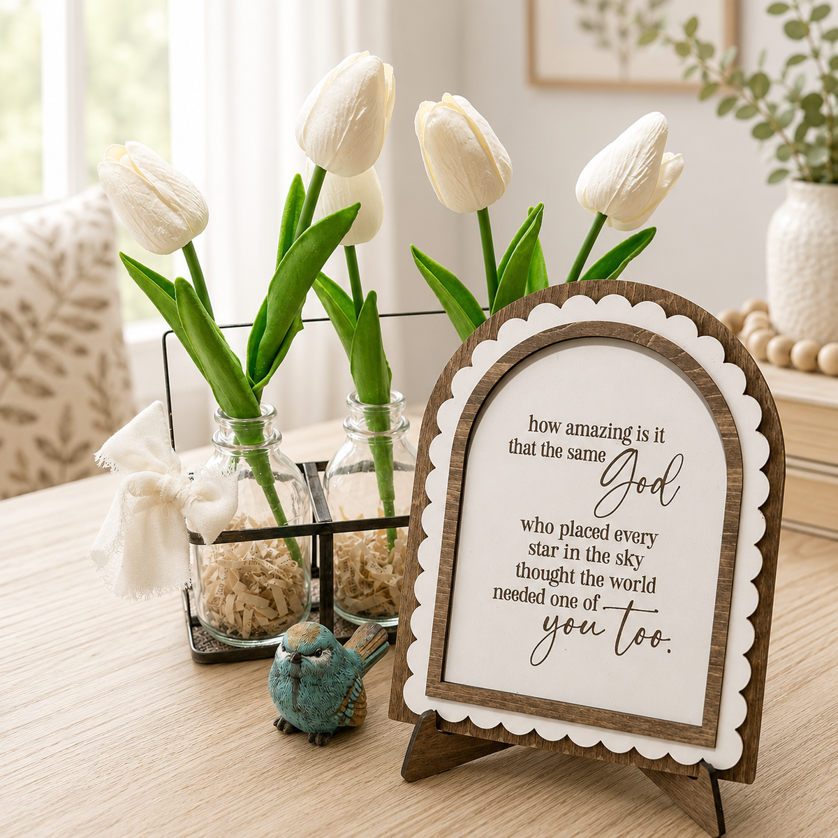 Same God Needed You | Scalloped Wood Arch Sign