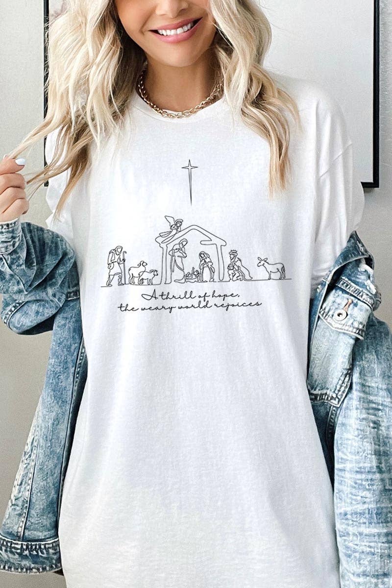 A Thrill of Hope Nativity Graphic Heavy Cotton Tee