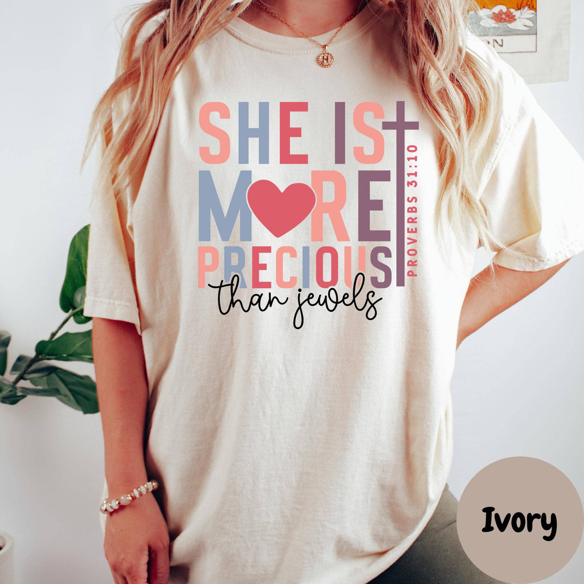She Is More Precious Comfort Colors® Shirt, Proverbs 31:10 Shirt, Christian Tee, Faith Shirt for Women, Bible Verse Shirt, Religious Gift