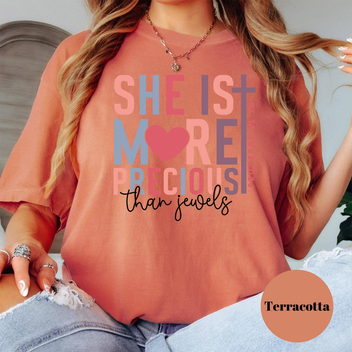 She Is More Precious Comfort Colors® Shirt, Proverbs 31:10 Shirt, Christian Tee, Faith Shirt for Women, Bible Verse Shirt, Religious Gift